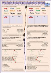 English Worksheet: Present simple (elementary level)