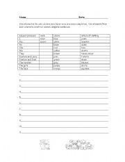 English worksheet: Constructing Sentences