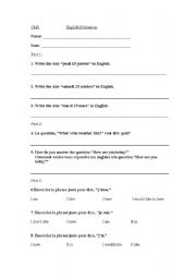 English Worksheet: evaluation in english