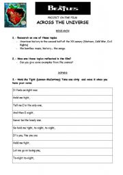 English Worksheet: Across the Universe 