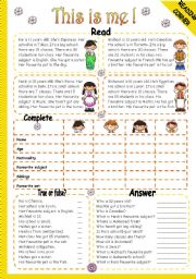 English Worksheet: THIS IS ME! - READING