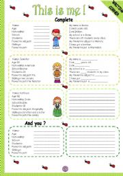 English Worksheet: THIS IS ME! - WRITING