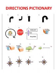 English Worksheet: Directions Pictionary