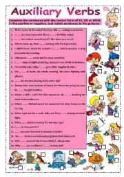 English Worksheet: Auxiliary Verbs (+keys)