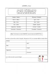 English Worksheet: Month