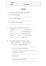 English Worksheet: Present Perfect