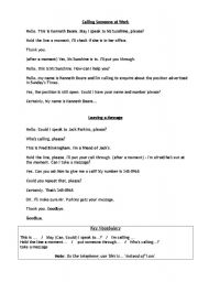 English Worksheet: telephone conversations