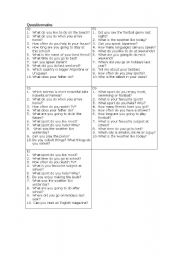 English Worksheet: questionnaire