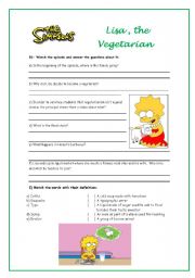 English Worksheet: Lisa, the Vegetarian