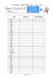 English Worksheet: irregular verbs
