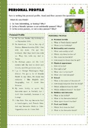 English Worksheet: Personal Profile