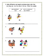 English Worksheet: What are Mickey and Minnie doing? - Part 2