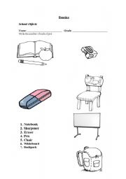 English Worksheet: School objects