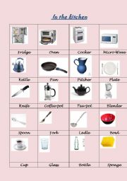 English Worksheet: in the kitchen