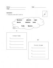 English Worksheet: grouping words