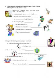 English worksheet: fill in the blanks