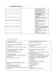 English worksheet: trnaslation: free time