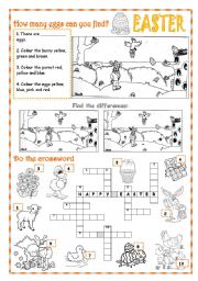 English Worksheet: EASTER - How many eggs can you find?