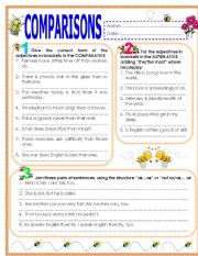 English Worksheet: COMPARISONS**REUPLOAD**2 pages with key