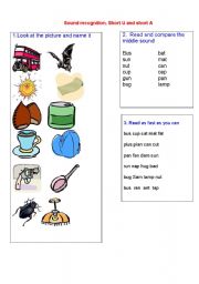 English worksheet: short A and short  U