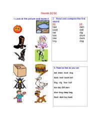 English worksheet: sound recognition (B and D)
