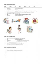 English worksheet: Present simple, continuous and past simple
