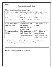 English worksheet: florence nightingale quiz