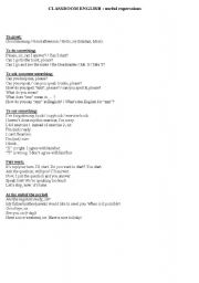 English Worksheet: English Classroom Expressions