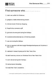 English worksheet: Post Xmas Find someone who...