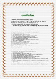 English Worksheet: CAUSATIVE HAVE