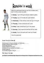 English Worksheet: Ronaldo�s week