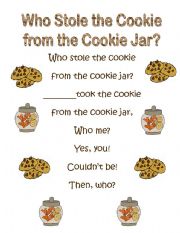 English Worksheet: Who stole the Cookie from the Cookir Jar?