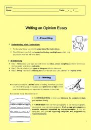 English Worksheet: How to Write an Opinion Essay