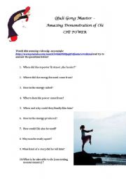 English Worksheet: Qi Gong/ Meditation/ Health/ Alternative power/ sports Listening  video activity & KEY & conversation questions