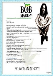 English Worksheet: No woman, no cry - Bob Marley