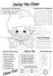 English Worksheet: Smiley the Clown