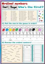 English Worksheet: Ordinal numbers