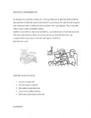 English Worksheet: READING COMPREHENSION