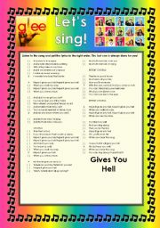 English Worksheet: GLEE SERIES  SONGS FOR CLASS! S01E14  FOUR SONGS  FULLY EDITABLE WITH KEY!