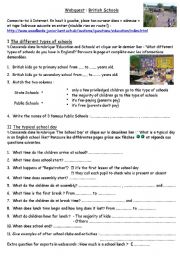 English Worksheet: British scools