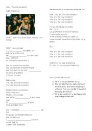 English Worksheet: Song activity (Paramore: the only exception)