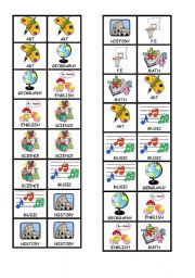 English Worksheet: SCHOOL SUBJECTS DOMINOES