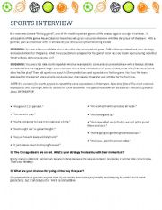 English Worksheet: Sports Interview- Speaking Activity