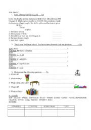 English worksheet: personal information and toys