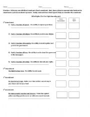 English worksheet: The First Eight Amendments