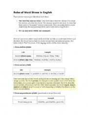 English Worksheet: Main Stress