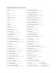 English Worksheet: Verb-to-be