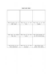 English Worksheet: Prepositions of places (in/on/under)
