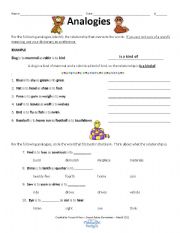 English Worksheet: Analogies