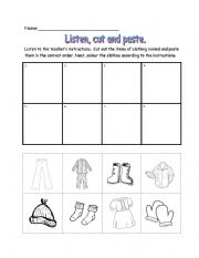 English worksheet: clothing and colors worksheet